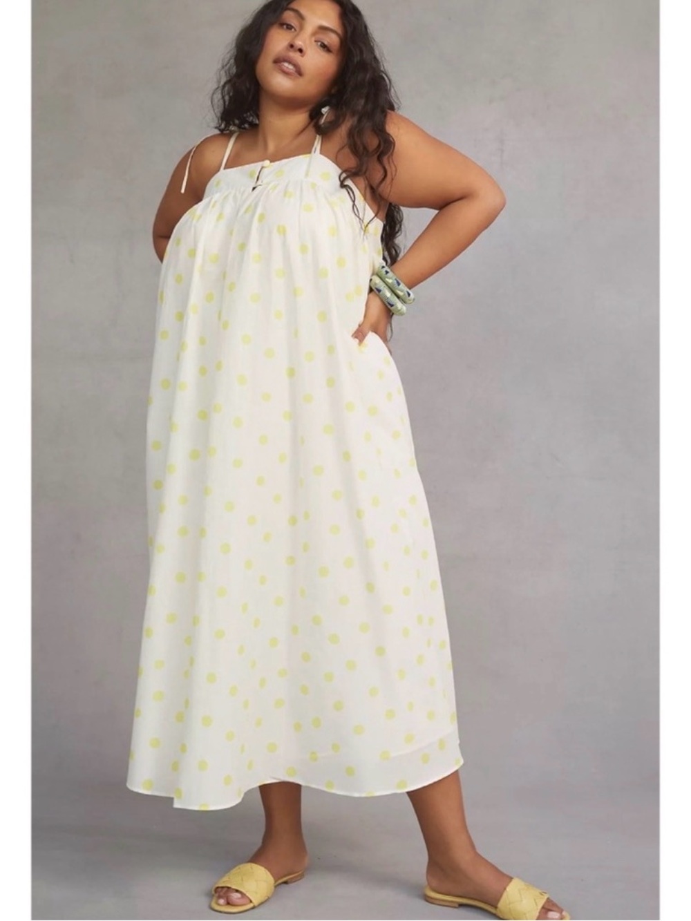 Anthropologie WHIT TWO Polka Dot Maxi Dress Boho Resortwear Medium - Picture 4 of 16
